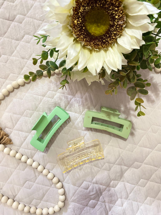 GREEN CLIPS | SET OF 3 | HAIR CLIPS